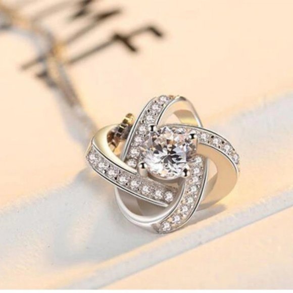 NEW 925 Sterling Silver Diamond Infinity Necklace - Picture 3 of 8